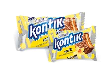 Печиво-сендвіч Супер Контік ванільний молочний (45 г, 90 г), Конті, Konti - 18478